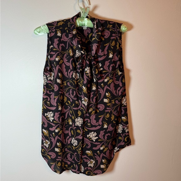 LOFT Black and Pink Floral Blouse - Picture 1 of 6
